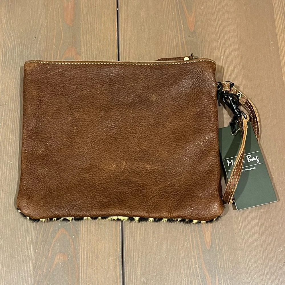 NEW Myra Bag Wristlet Pouch Urban Hair On Tooled Leather Western Animal Print